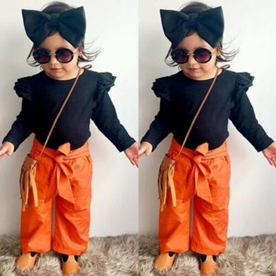 

Toddler Baby Girl Lace Top RomperTrousers Pants Kids Casual Clothes Outfit 3PCS