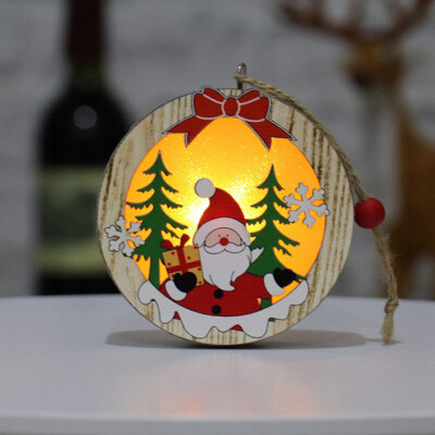 

Gobestart Christmas Decorations Wooden Glowing Scene Decoration Pendant Christmas Gifts