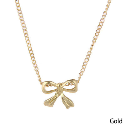 

Women Silver Plated Cute Bowknot Pendant Necklace Elegant Jewelry Gift