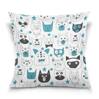 

ALAZA Throw Pillow Cover 16 X 16 inch Christmas Gift Cushion Cover with Pattern With Cats Printed Pillowcase