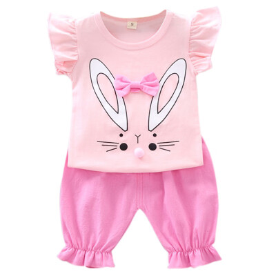 

Baby Girl Clothes Hot Summer New Girls Clothing Sets Rabbit Pattern T-shirt TopsShorts Suits Casual Outfits Sets