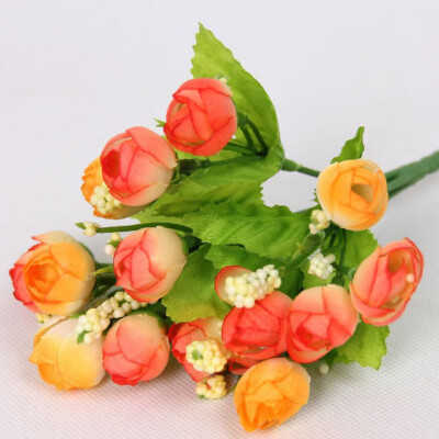 

Artificial Silk Rose Flower Leaf Home Wedding Party Decor Bridal 15 Head Bouquet Home Decor