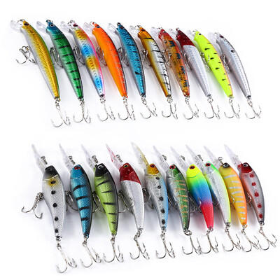 

20 Pcs 2 Models Mixed Fishing Lure Minnow Crank Bait Fishing Tackle