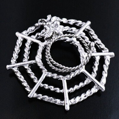 

2 Pcs\Set Sexy Jewelry Spider Web Fake Nipple Rings Stainless Steel Alloy Non-Piercings Retro Style Nipple Shield Ring
