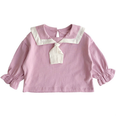 

Autumn Children Cute Blouse Baby Girls Cotton Bow Tie Design Tops Blouse Long Sleeve Children Casual Shirts