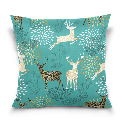 

ALAZA Throw Pillow Cover 16 X 16 inch Christmas Gift Cushion Cover with Christmas Deer Printed Pillowcase