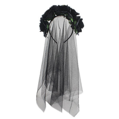 

Halloween Flower Headbands With Gauze Costume Hair Hoop Makeup Party Headpiece Halloween Party Fancy Decor nm