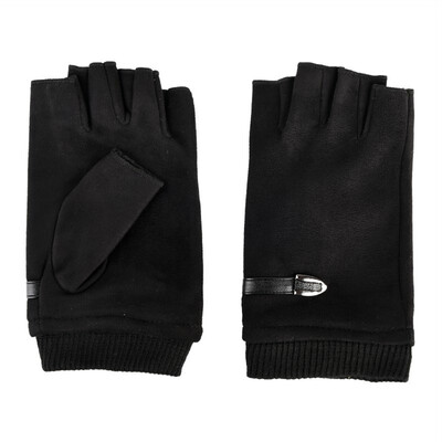 

Men Winter Gloves Fleece Warm Stretch Half Finger Gloves Finger less Mittens Outdoor Bicycle Driving Gloves