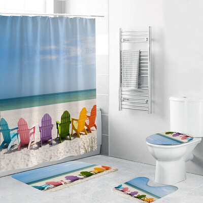

〖Follure〗4PCS Non Slip Toilet Polyester Cover Mat Set Bathroom Shower Curtain