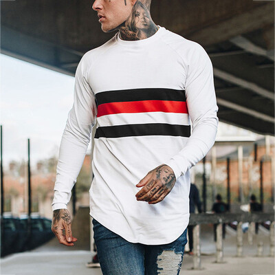 

Toponeto Mens Casual Long Sleeve Thin Pullover Splices Three Color For Four Seasons