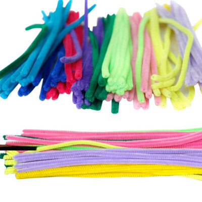 

100PCS Multicolor Mixed Plush Iron Wire Flexible Flocking Craft Sticks Pipe Cleaner Creativity Developing Kids DIY Toys Party