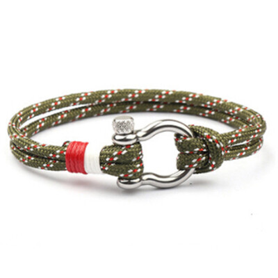 

1PC Stainless Steel U Shaped Buckle Paracord Rope Bracelet Sports for Women Men