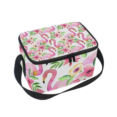 

ALAZA Lunch Box Insulated Flamingo And Flowers Lunch Bag Large Cooler Tote Bagfor Men Women