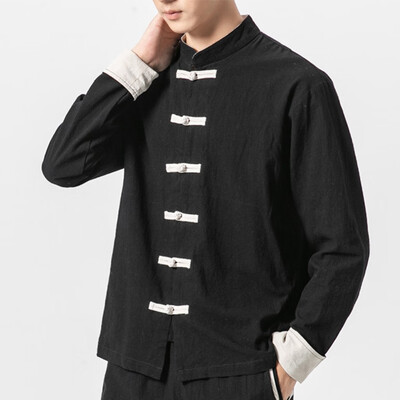 

Toponeto Mens New Winter Style Ethnic Style Large Pure Linen Blouse Comfortable Coat