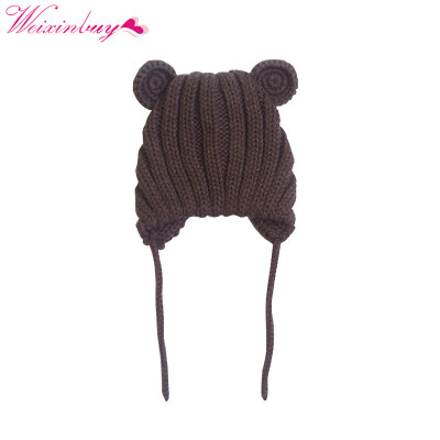 

Childrens hat Korean baby girls boys hat ear wool cap baby fall winter lace handmade