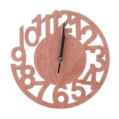 

Wooden Hollow Wall Round Figure DIY Clock Living Room Bedroom Decoration Solid Wood Clock