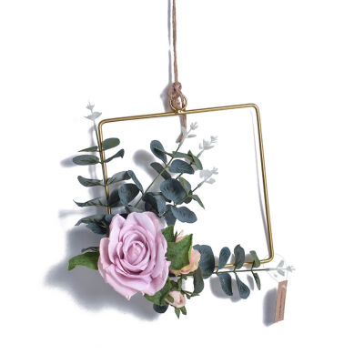 

Metal Garland Wrought Artificial Flowers Wreaths Wall Hanging Decoration For Wedding Home Part Rose Flower