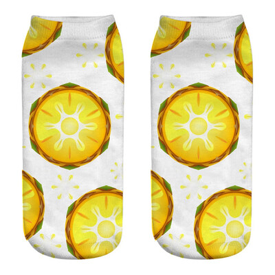 

Summer Women Low Cut Ankle Socks Funny Pineapple 3D Printing Kawaii Socks Cotton Hosiery Printed Socks