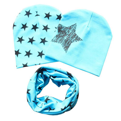 

Baby Spring Hat Scarf Kids Hat Children Scarf-collar Boys Girls Warm Beanies Star Print Infant Hats Sets