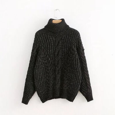 

Women High Street Turtleneck Sweaters Knitwear Autumn Winter Pullover Solid Color Yellow Sweater Femme Jumper