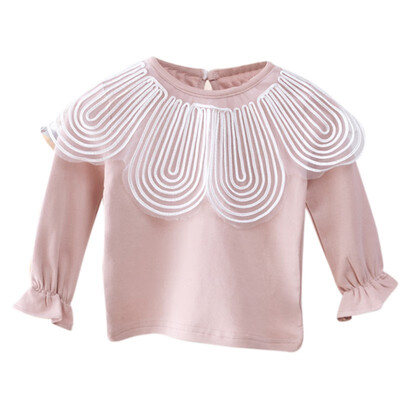 

New Autumn Baby Girl Clothes Cute Long Flare Sleeve Solid Kids T-Shirts Tops Casual