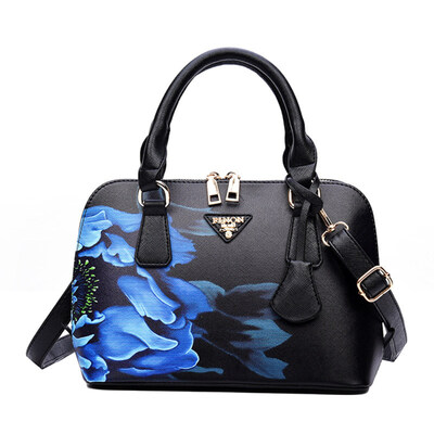 

Women Floral Print Faux Leather Zipper Tote Handbag Crossbody Shoulder Shell Bag