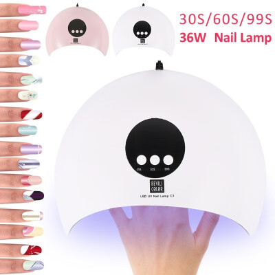 

Professional 36W 12LED Smart Infrared Sensor UV Sunlight Nail Dryer Lamp Gel Polish Curing Timing Manicure Machine USB 3 Timers