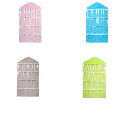 

16 Pockets Transparent Hanging Storage Bags Socks Bra Underwear Organizer for HomeTravelling