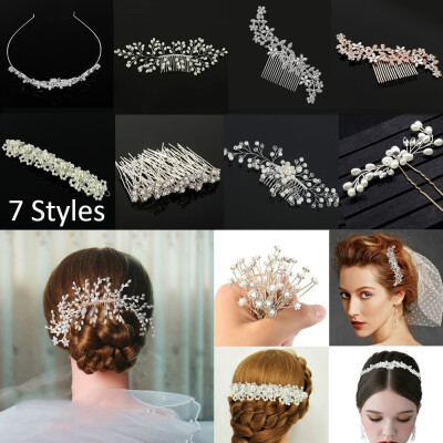 

7 Styles Wedding Flower Bridal Crystal Rhinestones Crystal Pearls Hair Pin Clip Comb Hair Accessories