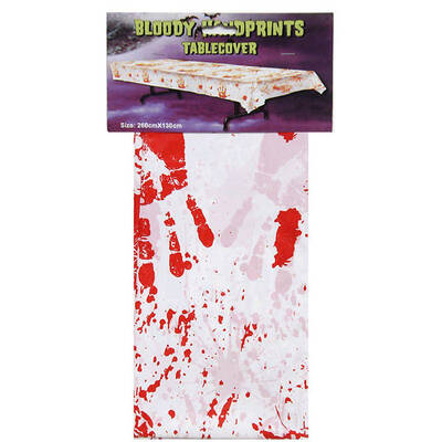 

Vivid Flowing Blood Handprint PVC Rectangle Tablecloth Scary Theme Party Decoration Suppliers
