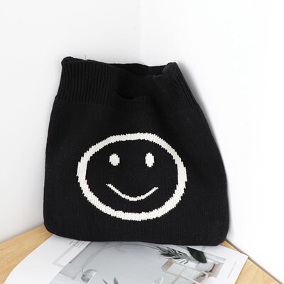 

Big Capacity Wool Knitting Smile Face Casual Tote Bag Women Crossbody Bag