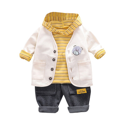 

New Autumn Baby Boy Clothes 0-3T Trend Casual Long-sleeved Children Sets Top Pants Coat Three-piece Toddler Boy 3pcs Suits