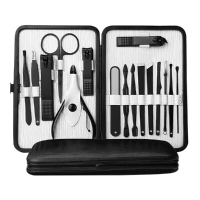 

16pcs Pedicure & Manicure Tool Kit Portable Nail Clippers Set with Acne Needle Nail File Trimmer Eyebrow Scissors Dead Skin Remova