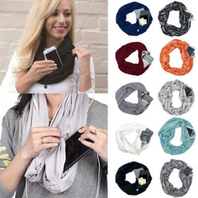 

US Fashion Women Convertible Journey Infinity Scarf With Pocket Multi-use Scarf