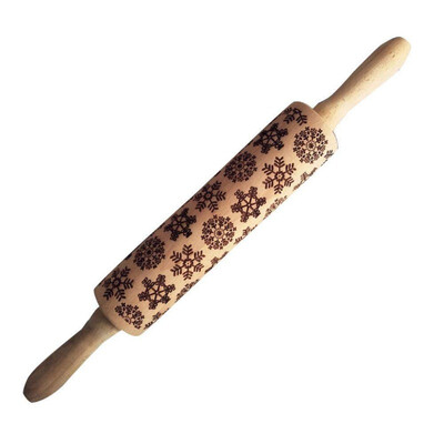 

Christmas Baking Cookies Cake Wooden Embossing Rolling Pin Xmas Tree Rollergift Star Snowman Snowflake Small Kitchen Supplies