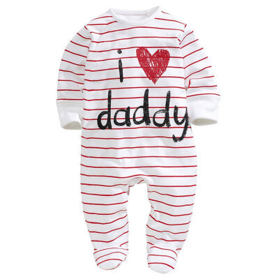 

Funny Newborn Baby Kids Cotton Long Sleeve Rompers Love Mummy Daddy Jumpsuits Clothes P1