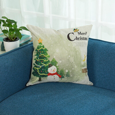 

Tailored Merry Christmas Print Pillowcase Linen Cotton Sofa Cushion Cover Home Decor