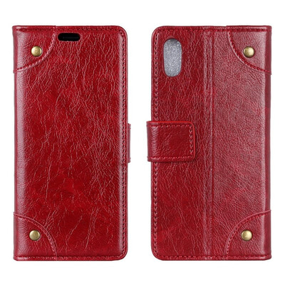 

MOONCASE Apple iPhone XS Max Copper Buckle Napa Leather Case - Wine Red