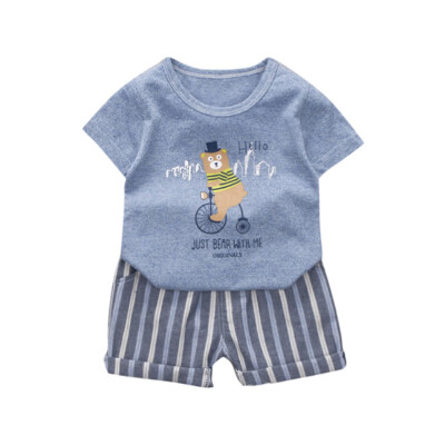 

Fashion Summer Cartoon Baby Boy Girl Short Sleeve T-Shirts Shorts 2pcsSet