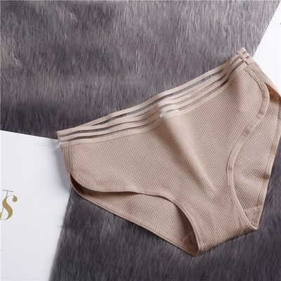 

2018 Women Vertical Striped Cotton Panties Female Mid Waist Breathable Briefs Solid Elastic Crotch Lingerie Intimates Underwear