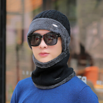 

Women Men Winter Warm Hat Wool Balaclava Snow Ski Knitted Cap With Neck Warmer