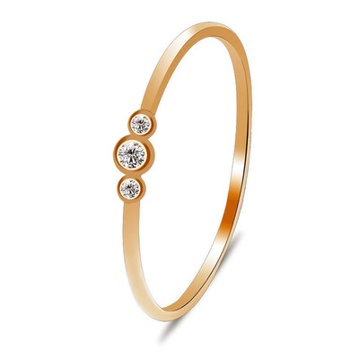 

New Fashion Women Solid Gold Simple 3 Crystal Diamonds Zircon Ring Bridal Wedding Band Rings Dropshipping