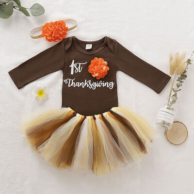 

Fashion Girl Set Autumn Baby Girl Leisure Long Sleeve Cartoon Letter Print Soft Skirts Thanksgiving Casual Outfits Set