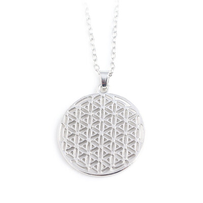 

Fashion Women Flower Of Life Hollow Pendant Necklace Long Chain Geometry Jewelry