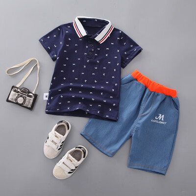 

Boys Sets Summer Kids Boys Short Sleeve Letter Print Tops Blouse T-shirtShorts Children Casual Outfits Sets for 0-4Y