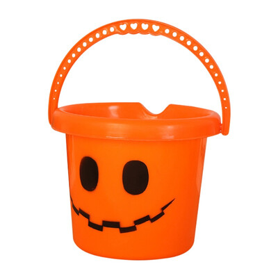 

Pumpkin Face Plastic Bucket With Handle Halloween Trick Or Treat Candy Holder Basket Children Game Props