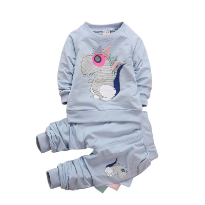 

Autumn Childrens Long Sleeve Clothes Set Baby Boy Girl Dinosaur Pattern Long Sleeve Two-Piece Childrens Casual Suit