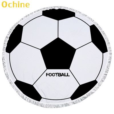 

150cm Summer Swimming Bath Towel Ball Pattern Round Microfiber Fringed Beach Towel Mat Carpet Blanket