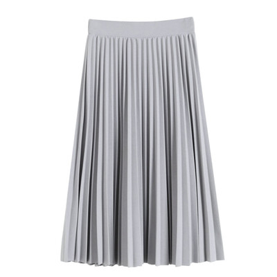 

ROPALIA Fashion Skirt Waist Solid Color Pleated Cute Mid-Calf Summer Spring Lady Casual Empire Skirts