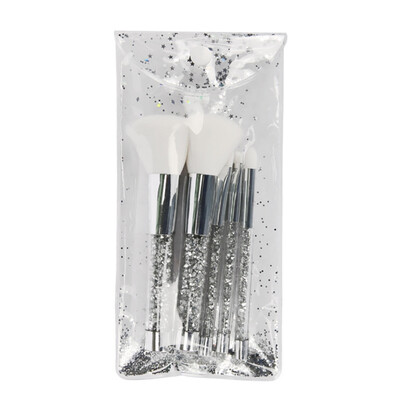 

Makeup Tool Set 5pcsset Blue Gold Diamond Crystal Makeup Brushes Set Shinny Foundation Blending Face Brush